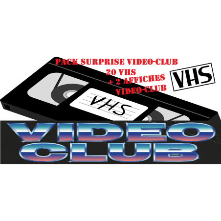 PACK SURPRISE VIDEO-CLUB - 20 VHS + 2 AFFICHES VIDEO-CLUB